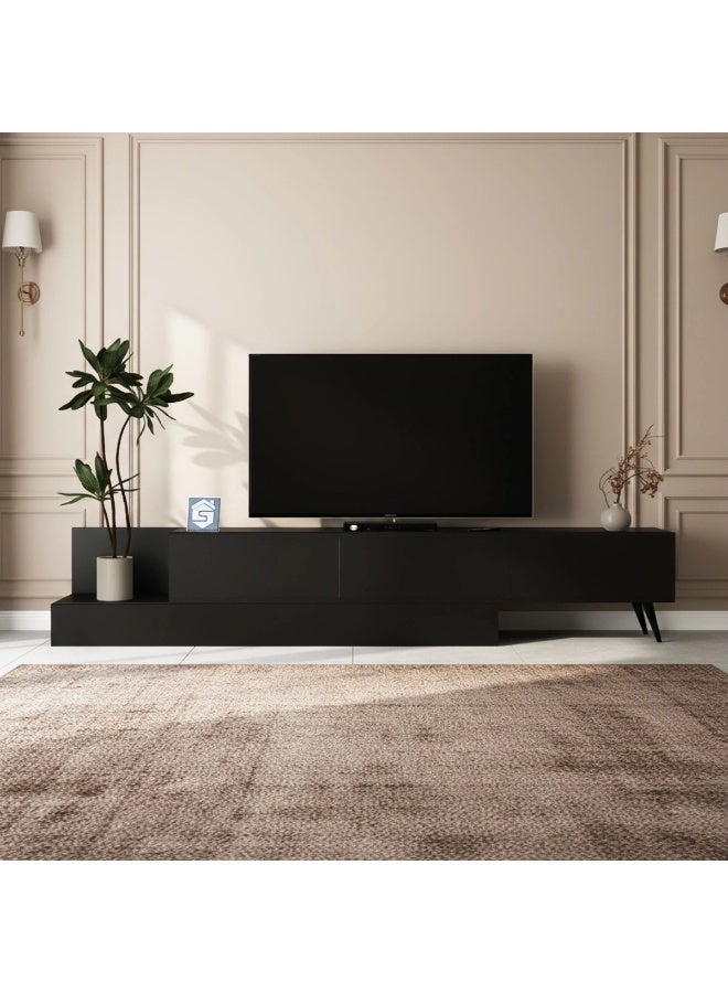 Stylish Home TV table and library, black color - TV55 (40x180x40) - Image 5