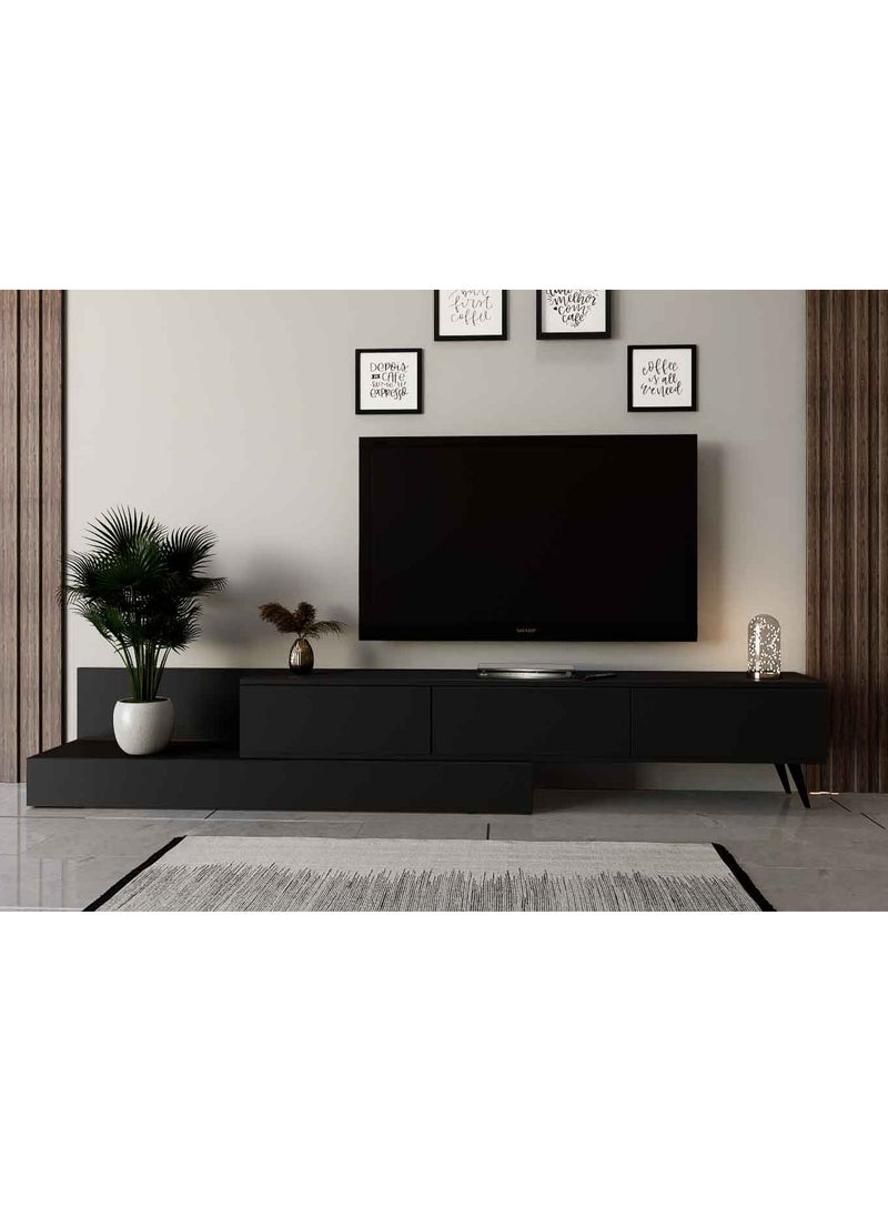 ستايلش هوم طاولة تلفزيون و مكتبة قابلة للتمديد - لون أسود - TV55 - مقاسات: 40x180 الى 320x40 سم  - Image 2