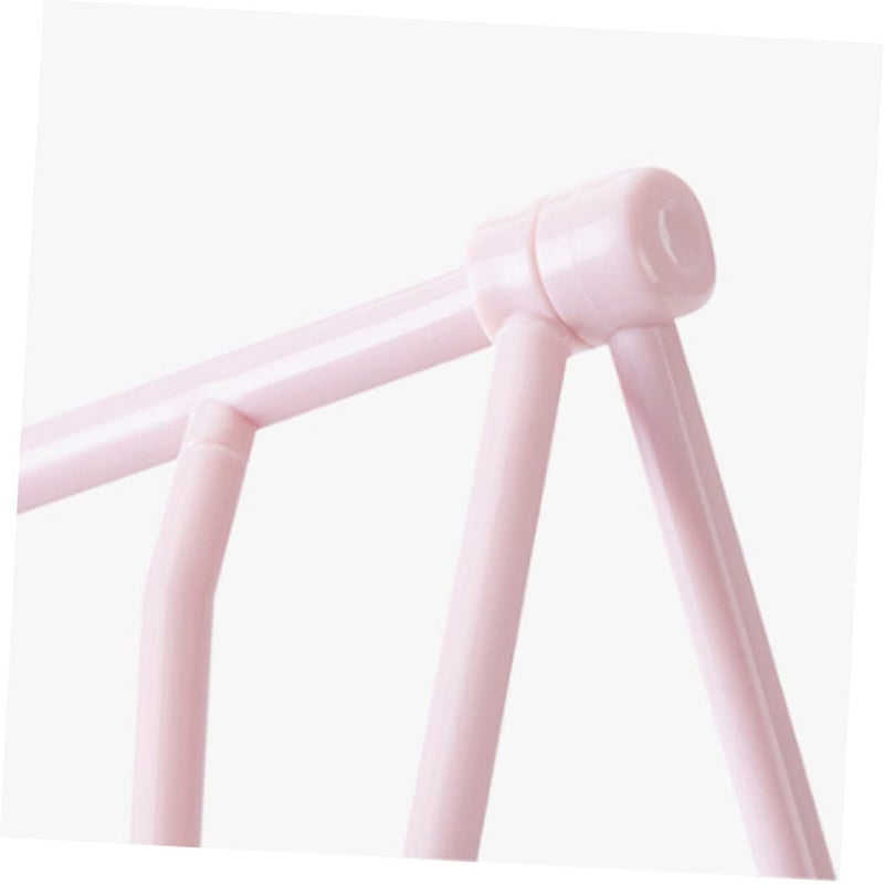 Light Pink Foldable Towel Hanging Rack Lightweight Plastic Organizer for Kitchen Bathroom Storage - Image 3