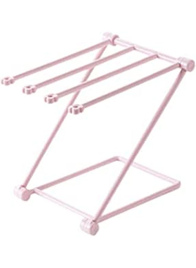 Light Pink Foldable Towel Hanging Rack Lightweight Plastic Organizer for Kitchen Bathroom Storage - Image 1