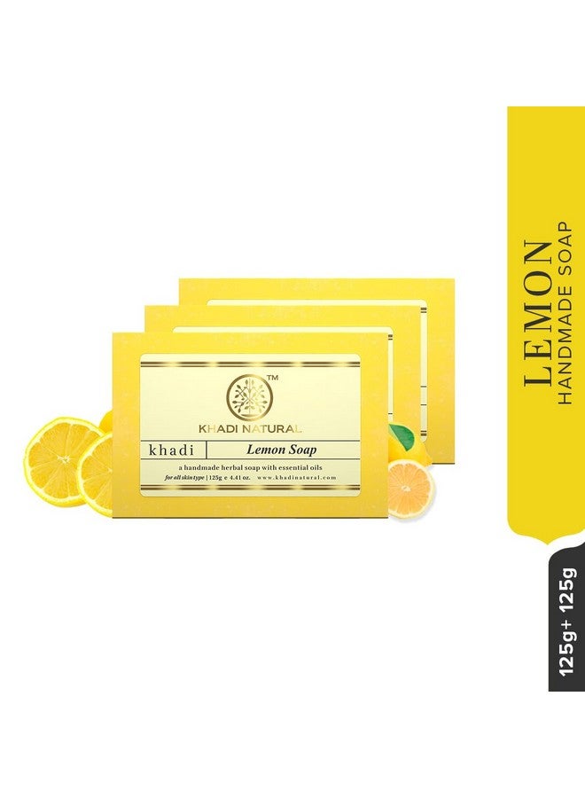 Khadi Natural Lemon Soap| Moisturizes & Revitalizes Skin|Gently Exfoliating| Suitable For All Skin Types| Pack Of 3 (125Gm*3) (375Gm) - Image 5
