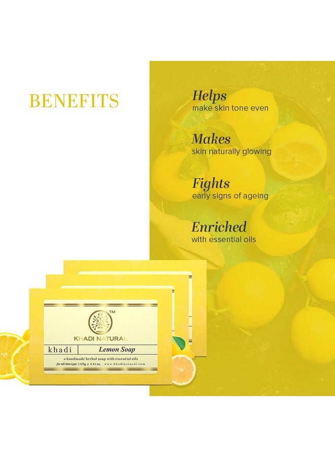 Khadi Natural Lemon Soap| Moisturizes & Revitalizes Skin|Gently Exfoliating| Suitable For All Skin Types| Pack Of 3 (125Gm*3) (375Gm) - Image 2