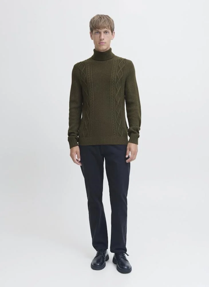 JJ Rebel  Knit Roll Neck Half Zip Sweater for Men | Best Price UAE