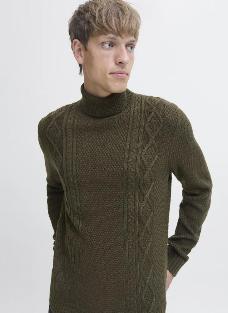 JJ Rebel  Knit Roll Neck Half Zip Sweater for Men | Best Price UAE