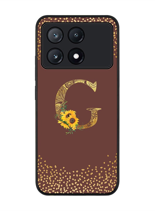 Stylizedd Rugged Black Edge Case for Xiaomi Poco X6 Pro Case Cover- Custom Monogram Initial Letter Mandala Floral Pattern Alphabet - G(Brown) - Image 1