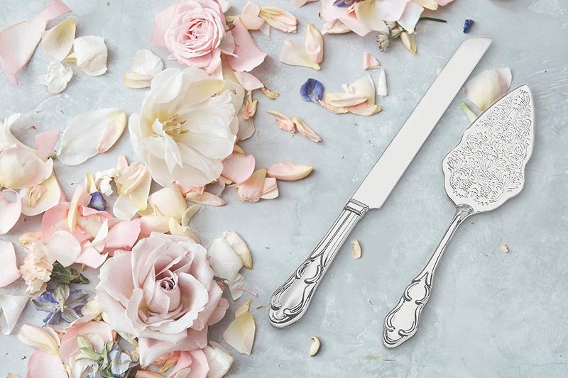 Strova Silver Wedding Cake Serving Set - Elegant Cake Cutting Knife and Server for Event Use - Image 4