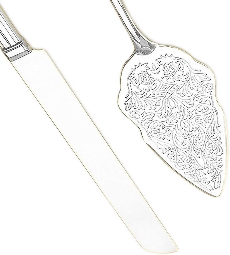 Strova Silver Wedding Cake Serving Set - Elegant Cake Cutting Knife and Server for Event Use - Image 5