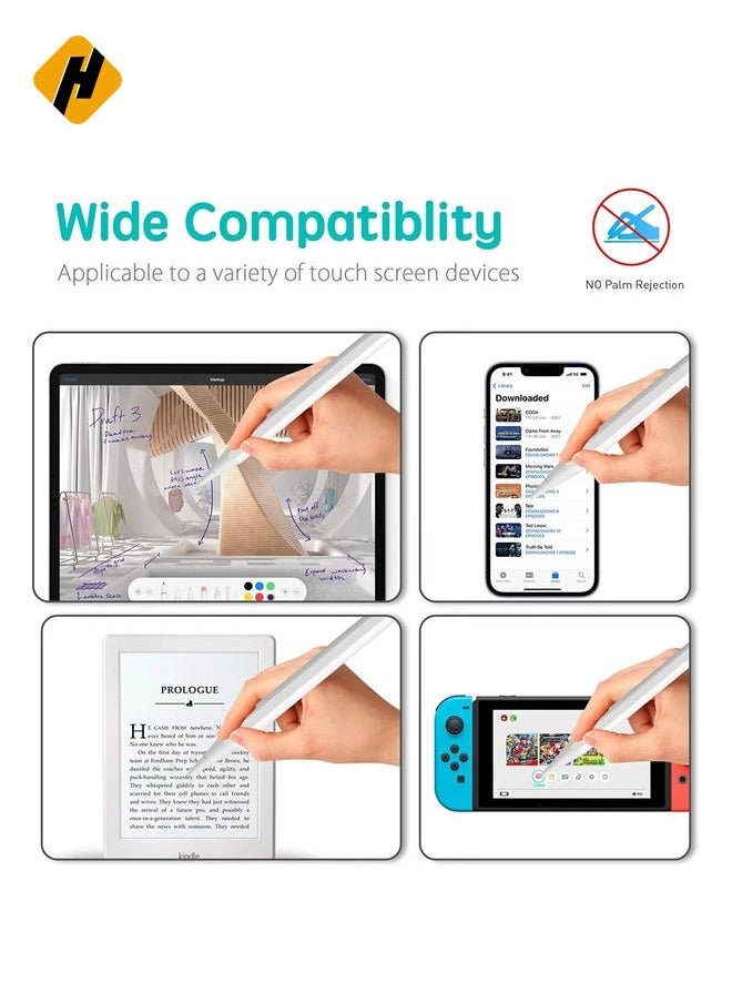 Stylus Pen for Apple iPad, Pencil Styluses Compatible with iPad 2/3/4/5/6/7/8/9/10 Generation Pro 9.7/10.5/11/12.9 Air 1/2/3/4/5 Mini 1/2/3/4/5/6 Alternative Drawing Smart Stylist for Touch Screens
