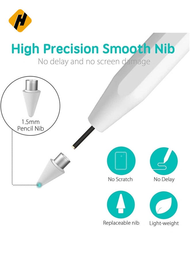 Stylus Pen for Apple iPad, Pencil Styluses Compatible with iPad 2/3/4/5/6/7/8/9/10 Generation Pro 9.7/10.5/11/12.9 Air 1/2/3/4/5 Mini 1/2/3/4/5/6 Alternative Drawing Smart Stylist for Touch Screens