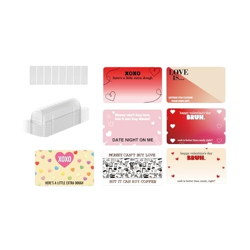 Jxueych 7 Pcs Valentine’s Day Money Holder Cards – Fun & Functional Gift Solution with Clear Blister Shell for Cash & Gift Cards - Image 1
