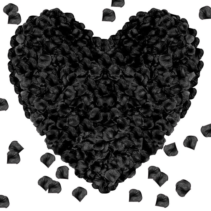 enttgo 1000 Pieces Artificial Silk Rose Petals Flower Decoration Wedding Party (Black) - Image 1