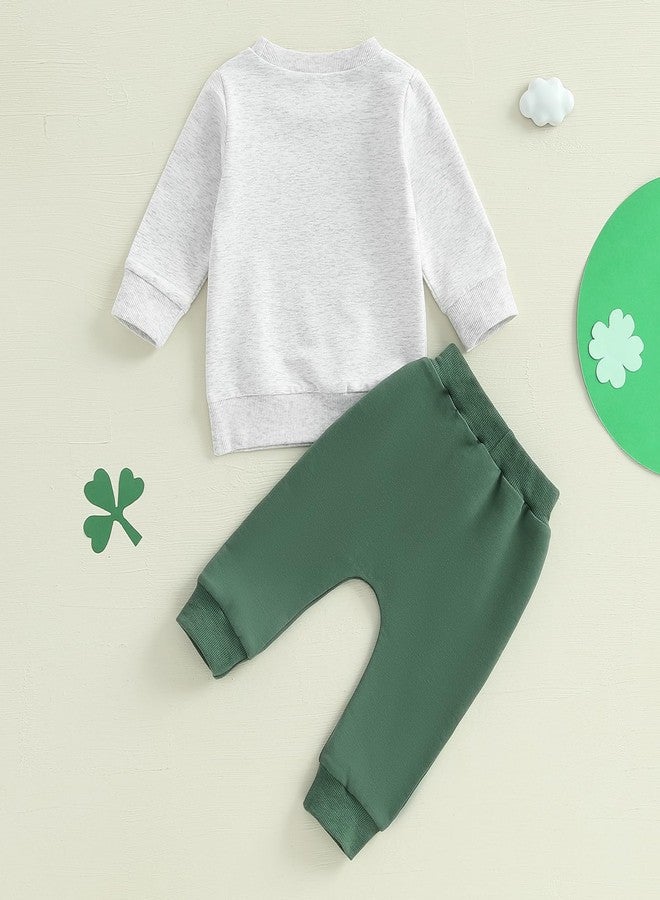 Karuedoo Toddler Baby Boy St Patricks Day Outfit Mom's Lucky Charm Long Sleeve Sweatshirt and Pants Set 2Pcs Spring Clothes (Gray, 2-3T) - Image 3