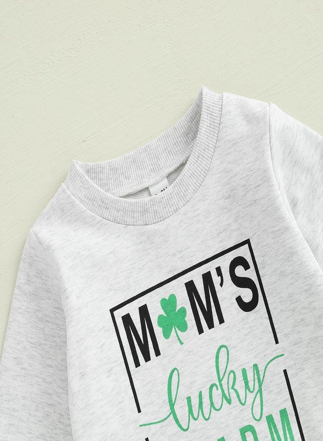 Karuedoo Toddler Baby Boy St Patricks Day Outfit Mom's Lucky Charm Long Sleeve Sweatshirt and Pants Set 2Pcs Spring Clothes (Gray, 2-3T) - Image 4