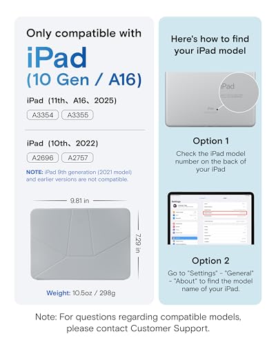MOFT Dynamic Folio Case for iPad A16 11th Generation 2025 iPad 10th Generation A14 2022 Slim Magnetic Stand Case with 20 Viewing Angles Auto WakeSleep Ultra Thin Cement x Sapphire - Image 3