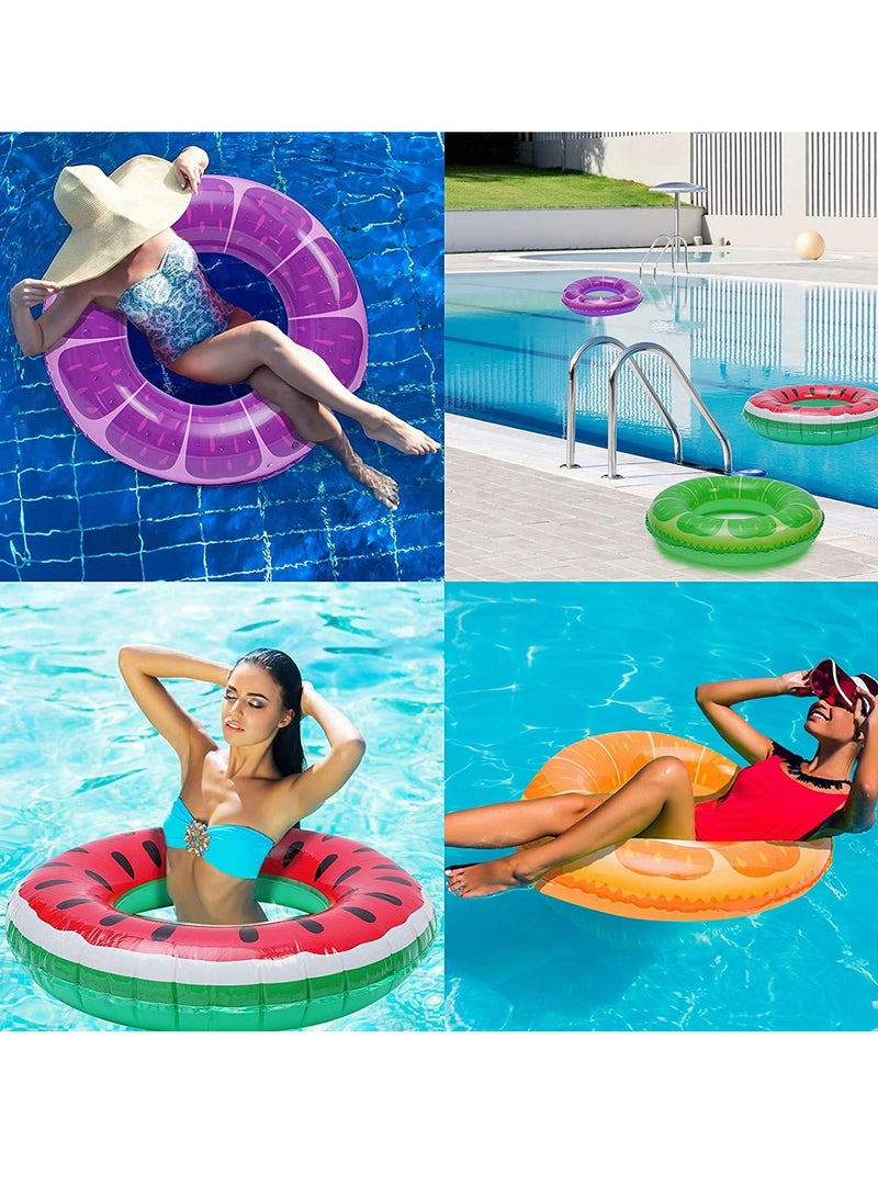 Excefore Inflatable Pool Floats Fruit Swim Tubes Rings, 32.5” Swim Rings Pool Floats Toys for Adults and Kids Beach Swimming Pool Toys - 4 Pack - Image 5