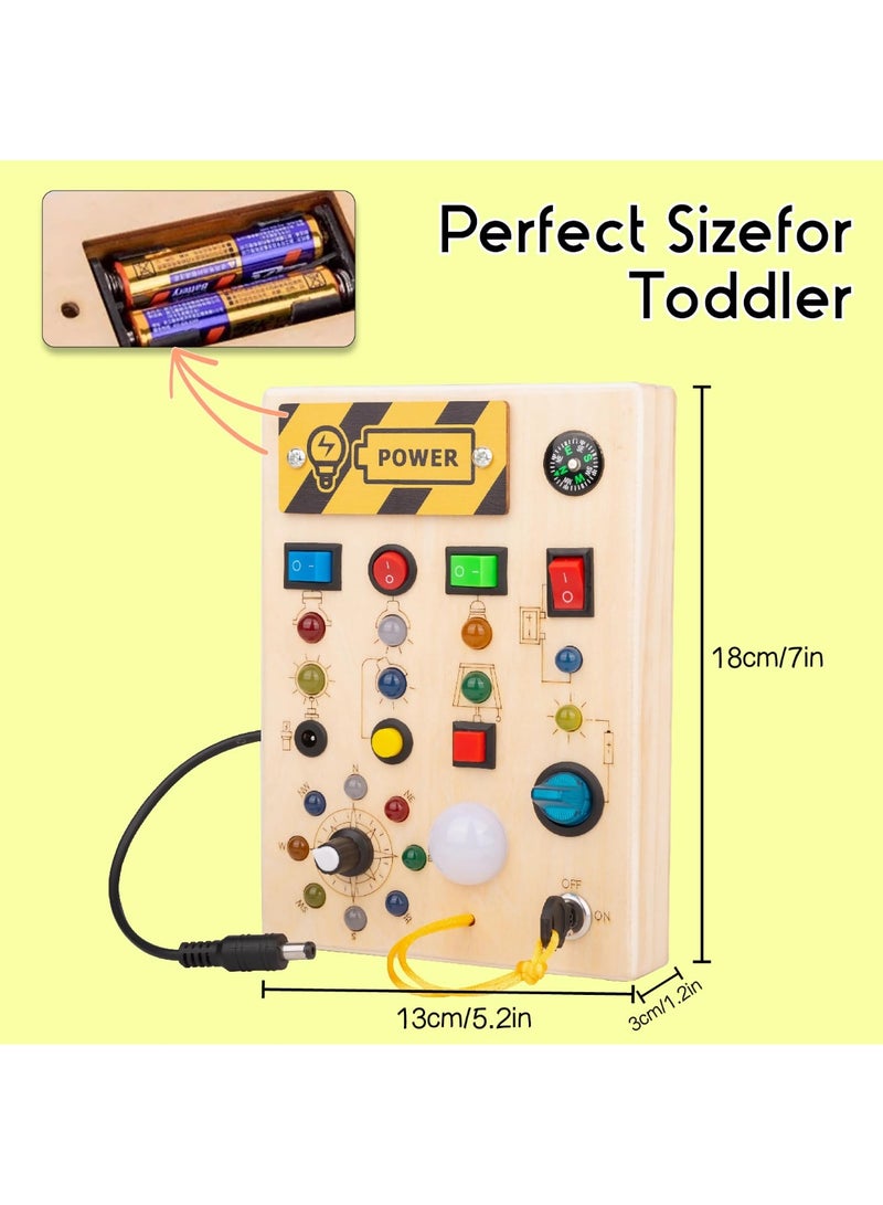 دايتويز لوحة مونتيسوري المزدحمة مع ملصقات جذابة للأطفال الصغار - لوحة أنشطة للأطفال بعمر سنة واحدة مزودة بـ 10 مفاتيح و17 مصباح LED | ألعاب حسية للتوحد والنمو المبكر | ألعاب خشبية للأولاد والبنات من عمر سنتين إلى ثلاث سنوات. - Image 4