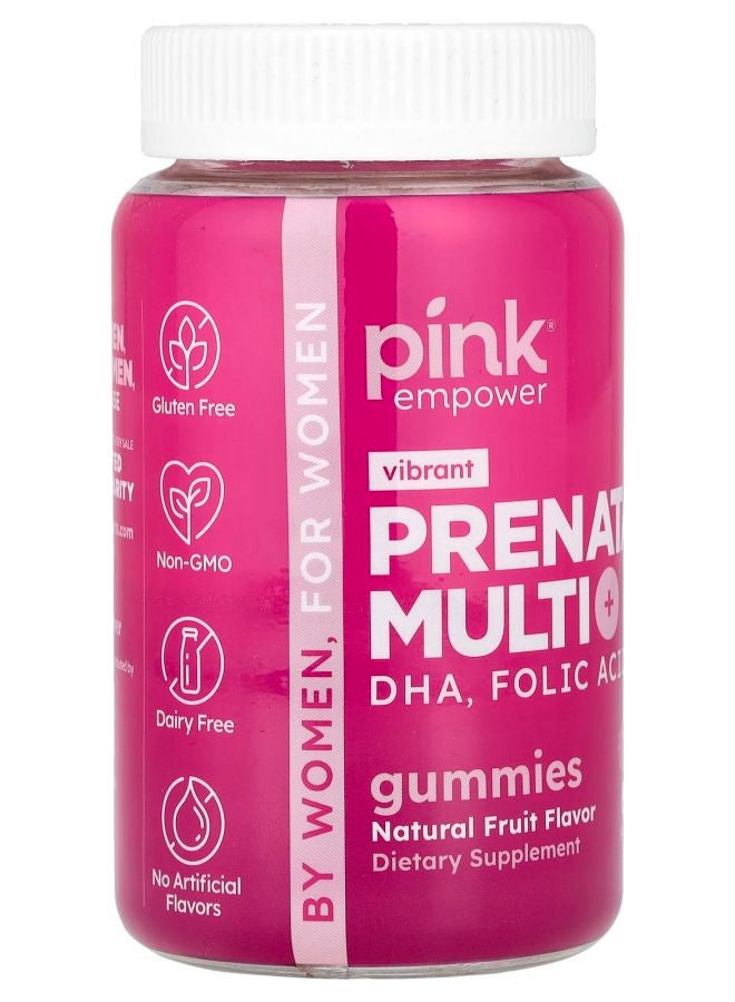 PINK Prenatal Multi Gummies + DHA Folic Acid Natural Fruit 60 Gummies - Image 2