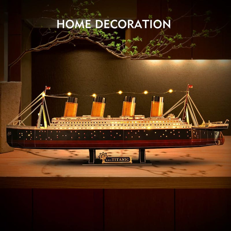 CubicFun Titanic 3D LED Puzzles for Adults 88 CM 266 Pieces,Titanic Toys for Teens, Home Decor Birthday Gifts Adults Valentines Day Gifts - Image 4