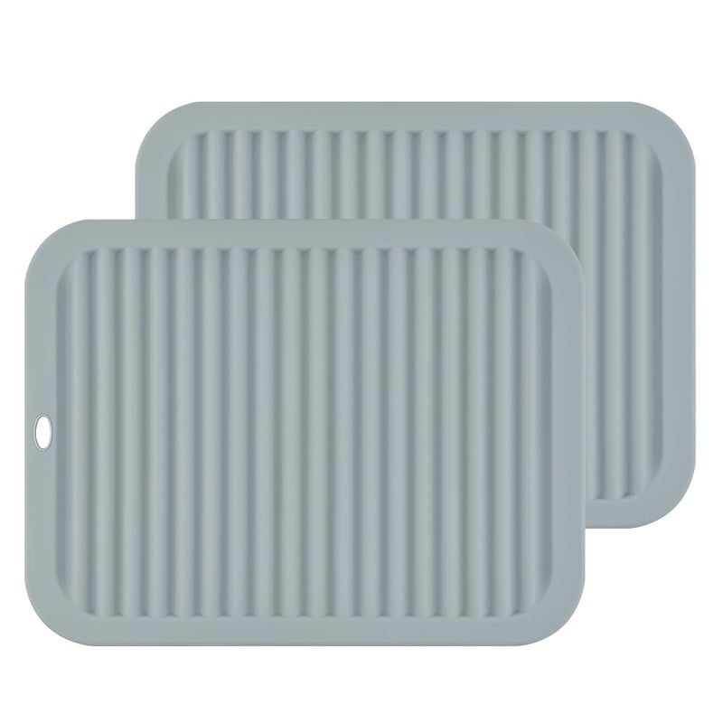 Smithcraft Silicone Trivets for Hot Dishes Pots and Pans Hot Pads for Kitchen Counter Silicone Pot Holders Mats Heat Resistant Mat for Quartz Countertops Multi Use Table Trivet Mat Set 2 Grey