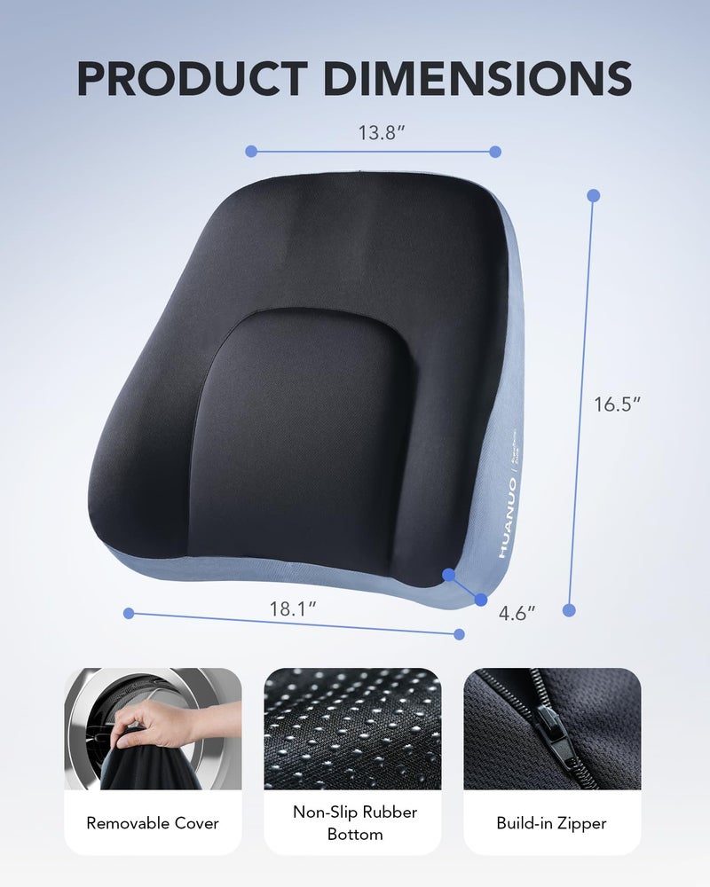 HUANUO Lumbar Support Pillow for Office Chair, Car Back Support Pillow, Memory Foam Back Cushion with Double Adjustable Straps, Ergonomic Posture Corrector for Sitting Comfort - Image 3