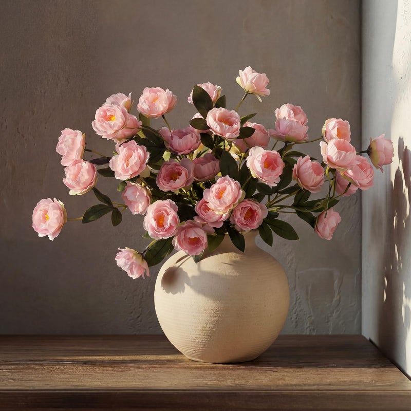 Craftsatin 6 Pack 32" Artificial Peonies Flowers for Vase(Vase Not Included)-6 Stems Faux Peony with 42 Silk Heads, Fake Long Stem Flowers for DIY Bouquets Wedding Centerpieces Home Decor(Light Pink) - Image 1