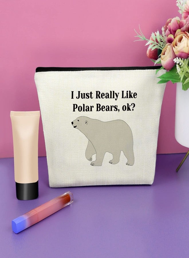 سازوو حقيبة مكياج Sazuwu Polar Bear هدية مثالية للنساء، حقيبة سفر أنيقة، هدية رائعة لمحبي الحيوانات، مناسبة لأعياد الميلاد، الكريسماس، وحفلات التخرج. - Image 2