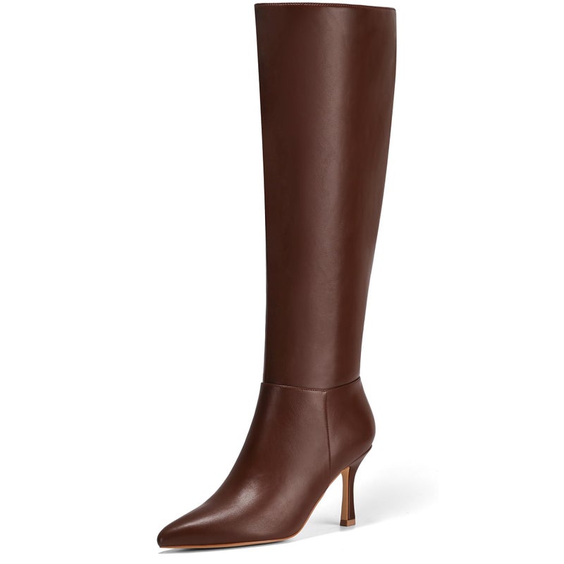 Vipost 3.3-inch Kitten Heel Boots for Women, Knee High Pointed Toe Boots for Women, Tall Long Boot Side Zipper, Fall Winter Fasion 2025 - Image 1