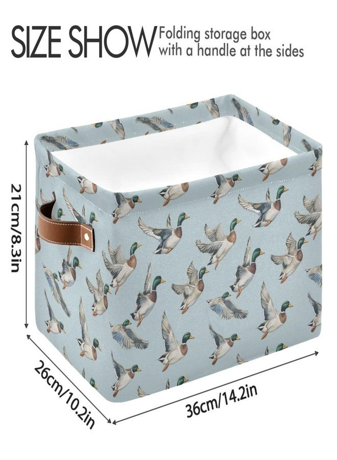 Wusikd Mallard Ducks Storage Basket Set of 1 Large Fabric Wild Birds Storage Basket Bins Box Cube with Handles Collapsible Closet Shelf Clothes Organizer Basket for Nursery Bedroom - Image 4