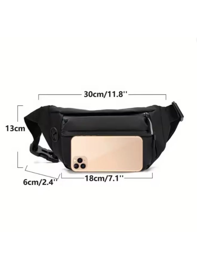 Waist Pack for Men and Women,Crossbody Waist Bag,Pack Belt Bag,Wallet for Travel Walking Running Hiking Cycling Outdoor Sports Easy Carry Any Phone (Black) - Image 2