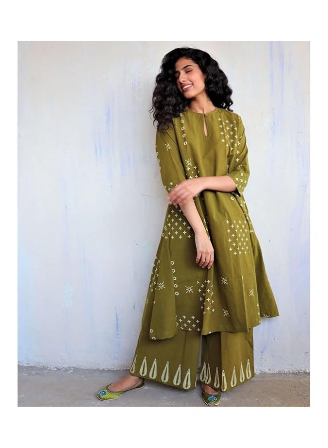 GoSriKi Women's Rayon Viscose A-Line Printed Kurta with Palazzo - Image 1