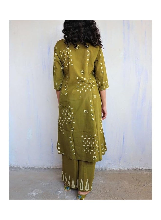 GoSriKi Women's Rayon Viscose A-Line Printed Kurta with Palazzo - Image 2
