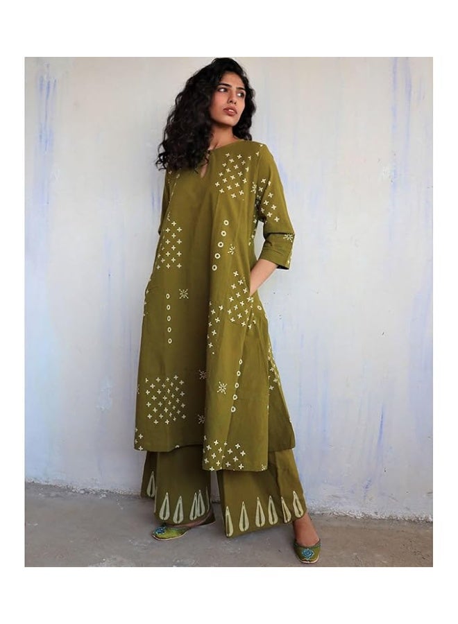 GoSriKi Women's Rayon Viscose A-Line Printed Kurta with Palazzo - Image 3