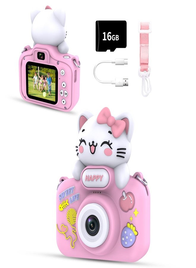 Gavonde Kids Camera for Girls and Boys, 1080P 8X Digital Zoom Camera for Kids Age 3 4 5 6 7 8, 48MP Toddler Cameras Christmas Birthday Gift with Silicone Cover & 16GB TF Card, Pink - Image 1