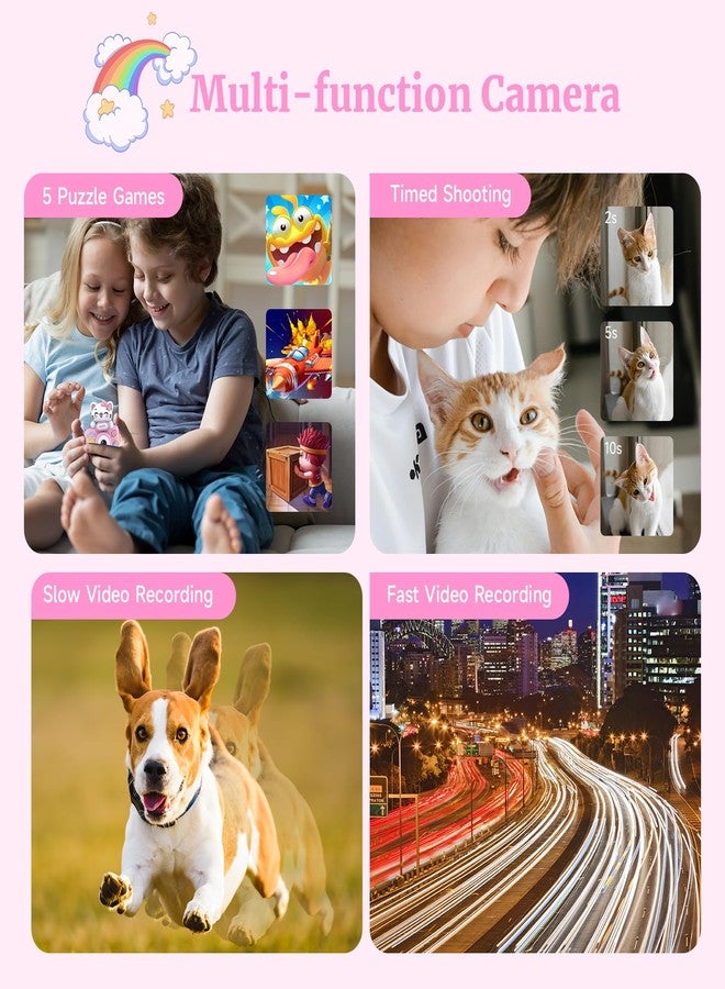 Gavonde Kids Camera for Girls and Boys, 1080P 8X Digital Zoom Camera for Kids Age 3 4 5 6 7 8, 48MP Toddler Cameras Christmas Birthday Gift with Silicone Cover & 16GB TF Card, Pink - Image 4