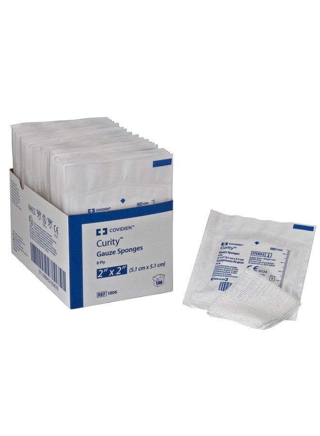 Covidien 1806 Curity Gauze Sponge, Sterile 2's in Peel-Back Package, 2" x 2", 8-ply (Pack of 100)