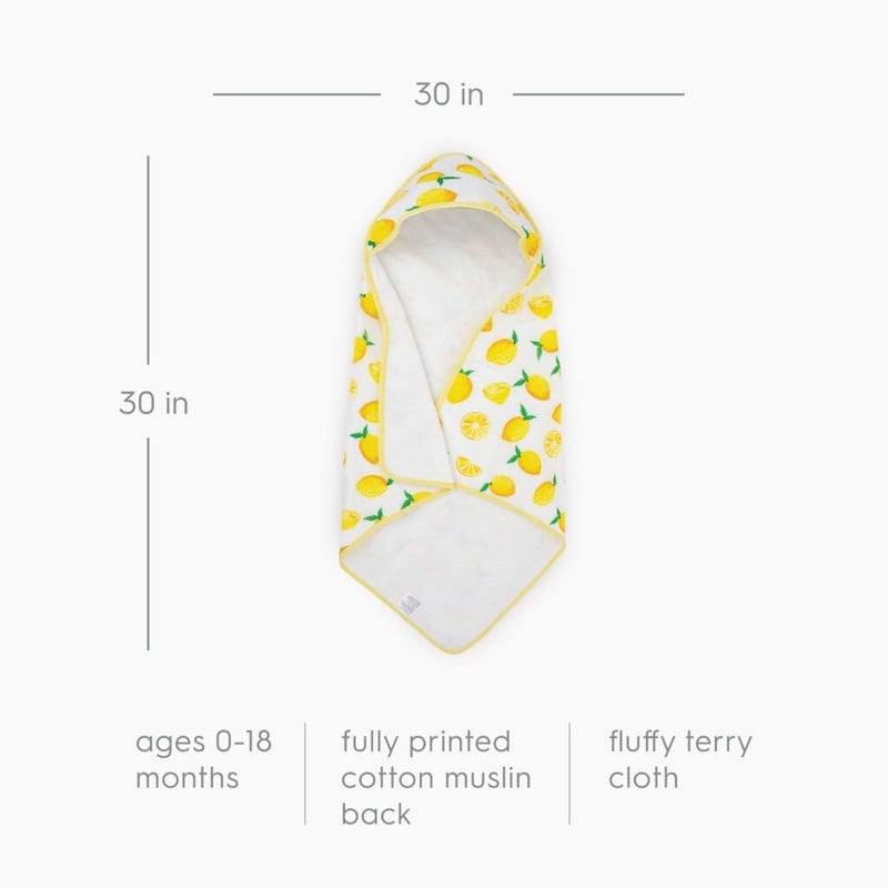 Little Unicorn Premium Infant Hooded Bath Towel| Soft & Absorbent Cotton & Terry Fabric for Newborns (Lemon) - Image 3