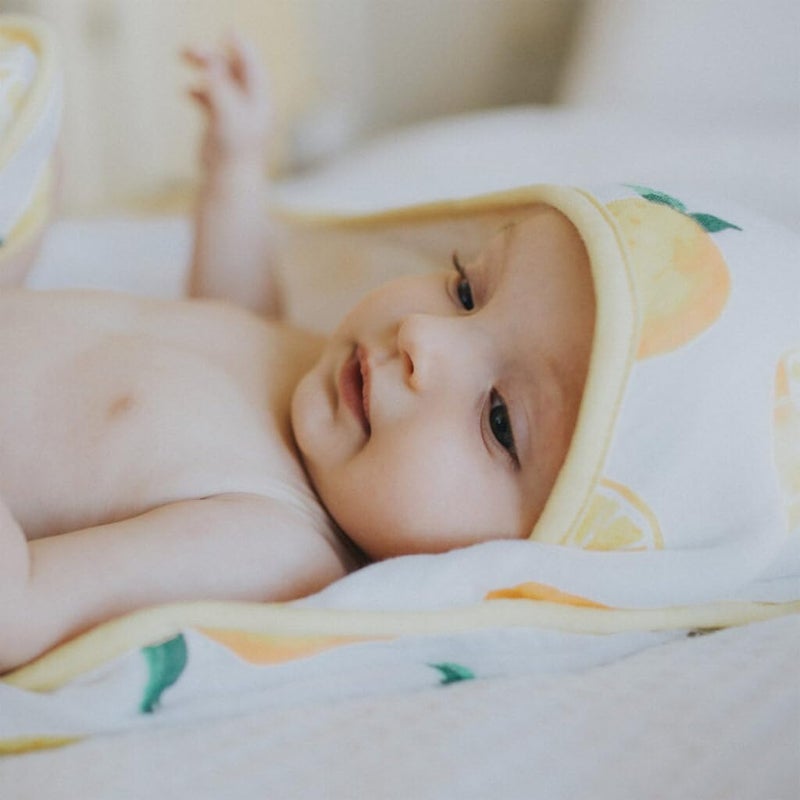 Little Unicorn Premium Infant Hooded Bath Towel| Soft & Absorbent Cotton & Terry Fabric for Newborns (Lemon) - Image 5