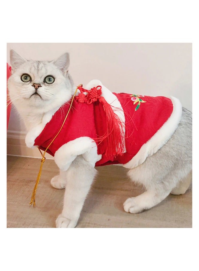 A.M Spring Festival Dog Cat Coat Flower Print Puppy Kitten Tang Suit Pet Christmas Clothes - Image 5