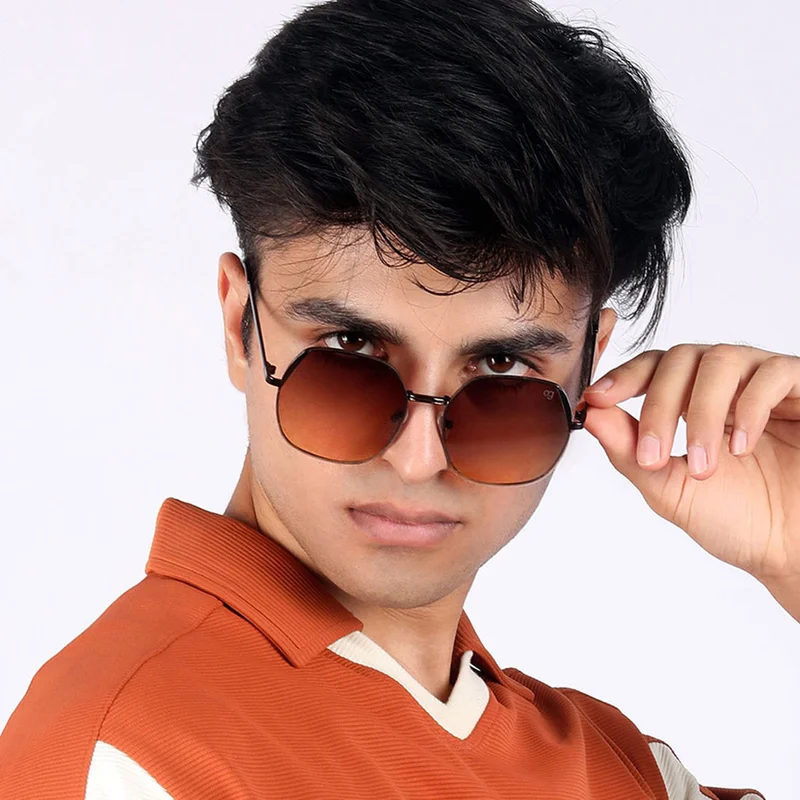 Woggles Latest & Stylish UV Protected Glow Brown Round Sunglasses for Men & Women