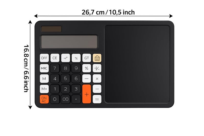 AERYS Calculator with Ruffpad Notepad 2-in-1 Calculator & LCD Writing Pad with 7.5 Inches Tablet, 12 Digits, Stylus Pen for Students, Birthday Gift, Kids, Toys, School, Office, Corporate (Black) - Image 2