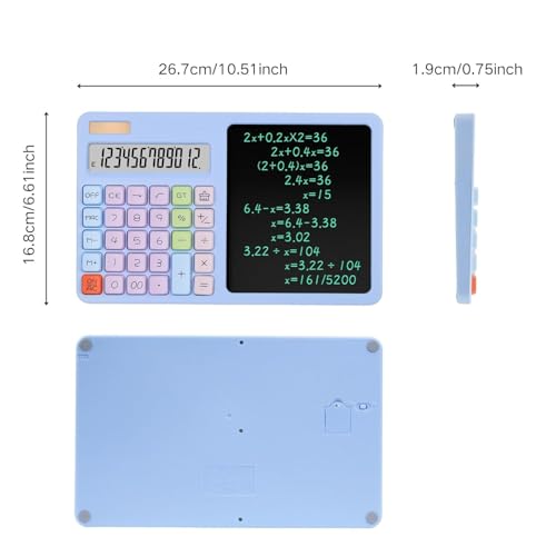 AERYS Calculator with Ruffpad Notepad 2-in-1 Calculator & LCD Writing Pad with 7.5 Inches Tablet, 12 Digits, Stylus Pen for Students, Birthday Gift, Kids, Toys, School, Office, Corporate (Black) - Image 3