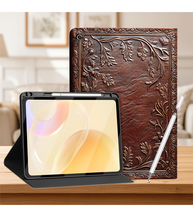 حقيبة كتب بتصميم زهور من الجلد الصناعي الفاخر لأجهزة iPad Pro مقاس 11 بوصة 2024 مع حامل قابل للطي قابل للتعديل ووظيفة الاستيقاظ/الإيقاف التلقائي، ومقاومة للخدوش والانزلاق - Image 2