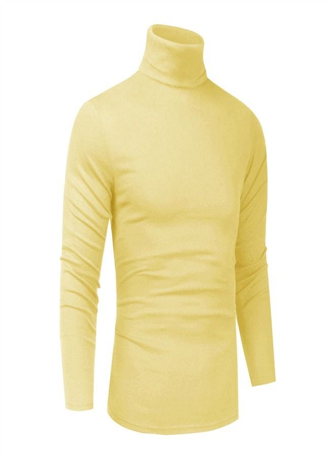 Men's Large High Collar Solid Pullover Long Sleeved Sweater Yellow - pzsku/ZDDABA17897669284F4A5Z/45/_/1666802829/8b679aa4-c690-410f-858f-71d1226b8cd4