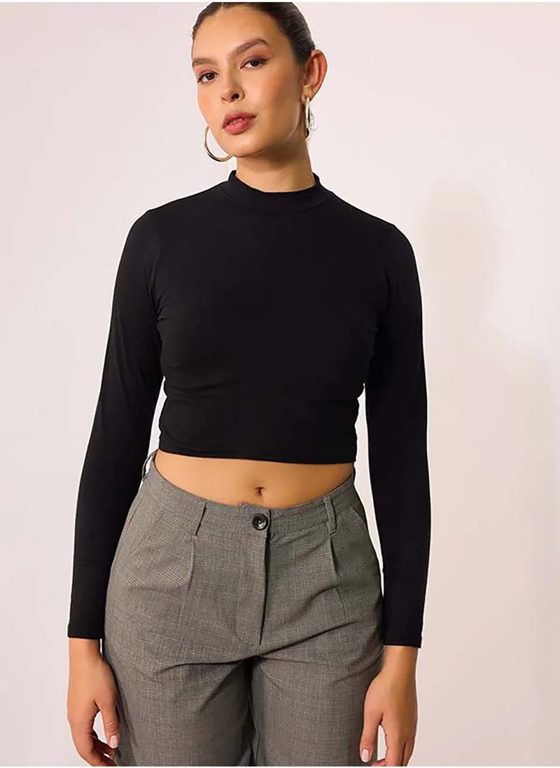 فيرجيو توب بياقة عالية وأكمام كاملة من قطن فيرجيو 100%