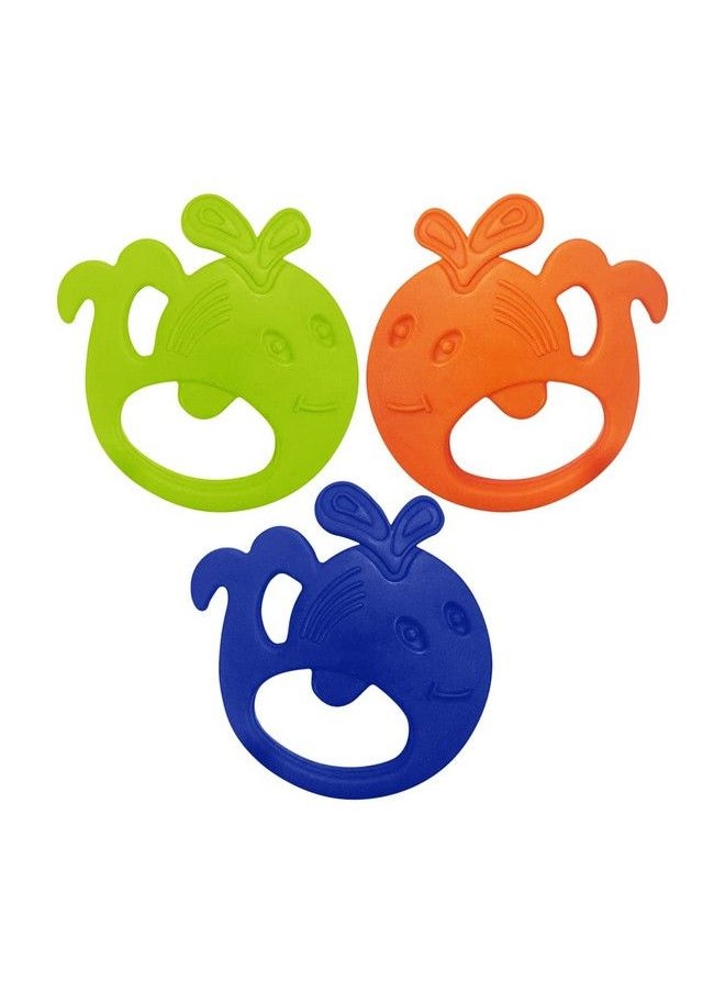 BuddsBuddy - 100% Bpa Free Soft Silicone Baby Teether For 3 To 6 Babies (Zuzu Multicolor Pack Of 3) - Image 1