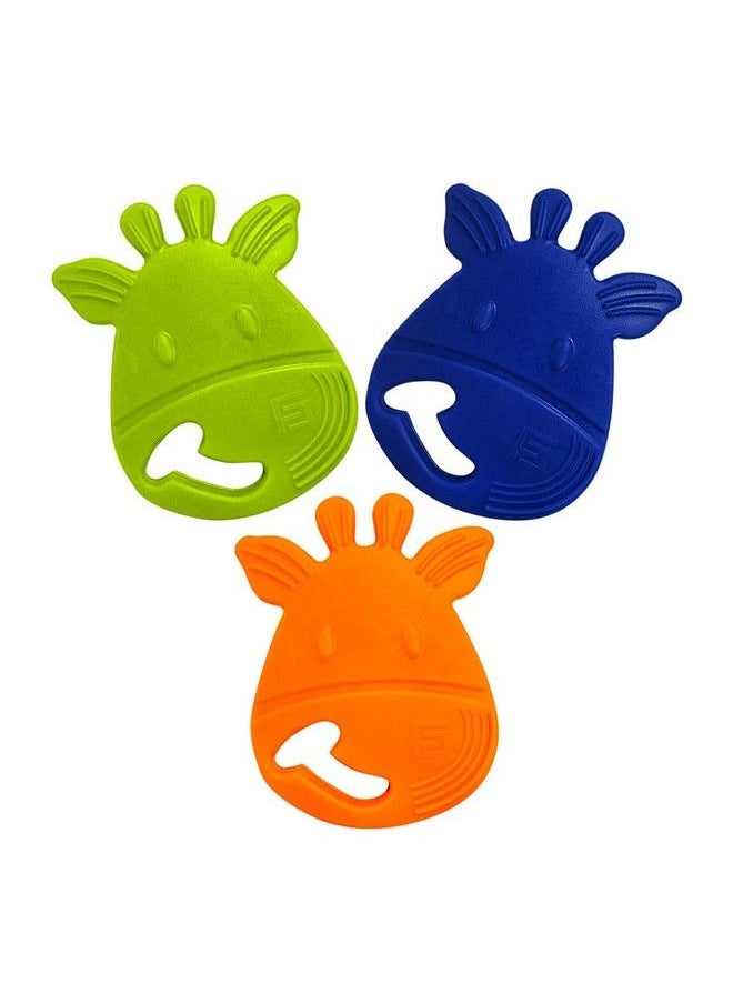BuddsBuddy - 100% Bpa Free Soft Silicone Baby Teether For 3 To 6 Babies (Zuzu Multicolor Pack Of 3) - Image 1