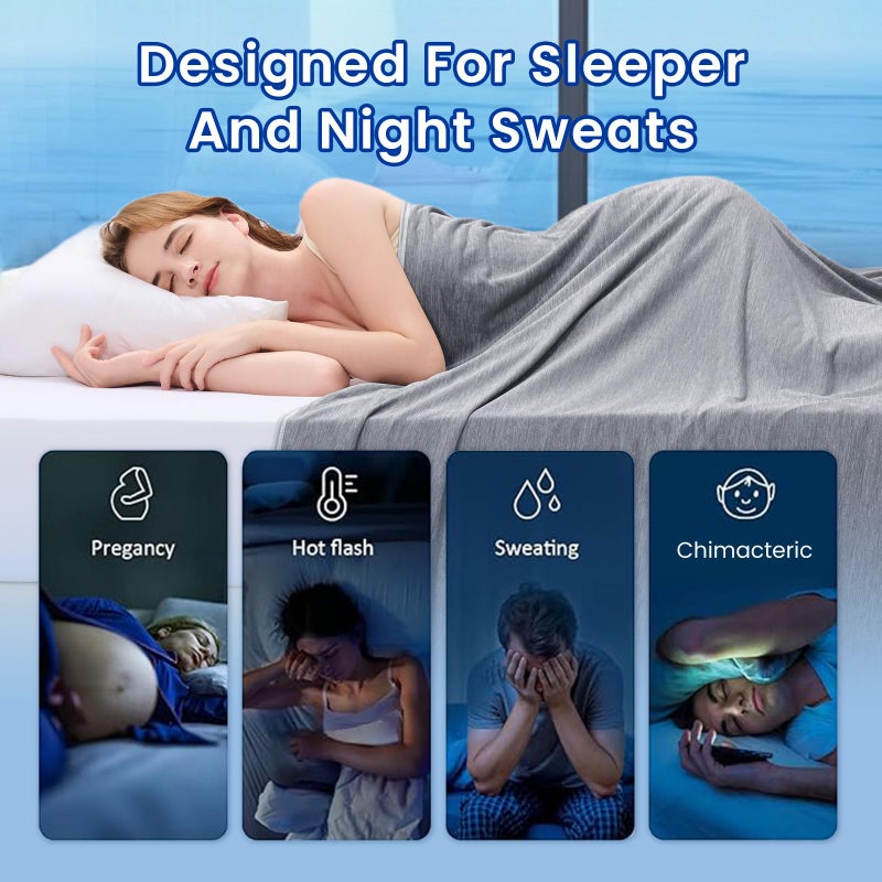 Topcee Cooling Blanket (90"x90"Queen Size) for Sweats Absorbs Heat to Keep Adults Cool on Warm Nights, Q-Max 0.5 for Hot Sleepers, Ultra-Cool Lightweight Blanket for Bed - Image 4