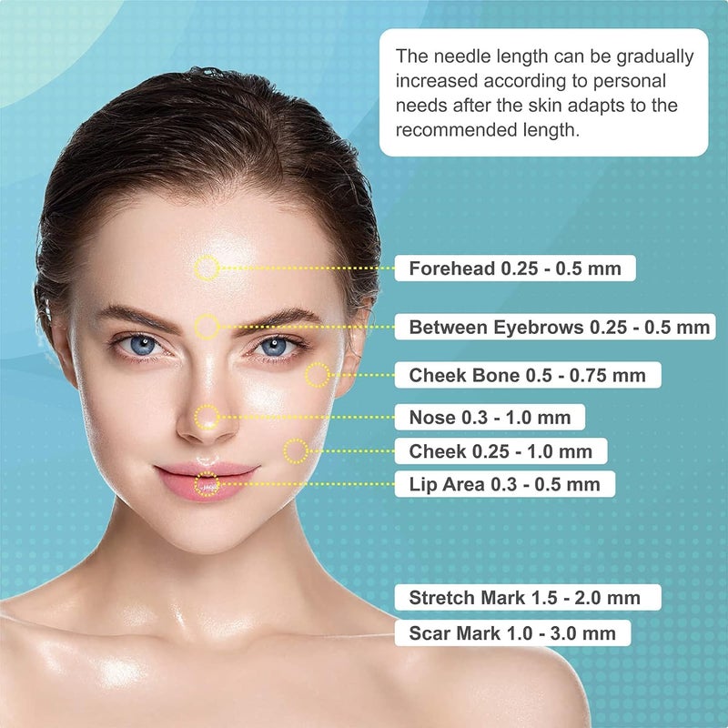 Derma Roller & Stamp Pen Set (0mm-3mm) with 140 Titanium Needles – Reusable Microneedling Tool for Skin Care, Face, Body, Hair, & Beard Growth - Image 4