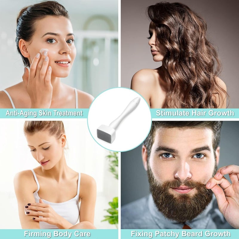 Derma Roller & Stamp Pen Set (0mm-3mm) with 140 Titanium Needles – Reusable Microneedling Tool for Skin Care, Face, Body, Hair, & Beard Growth - Image 3