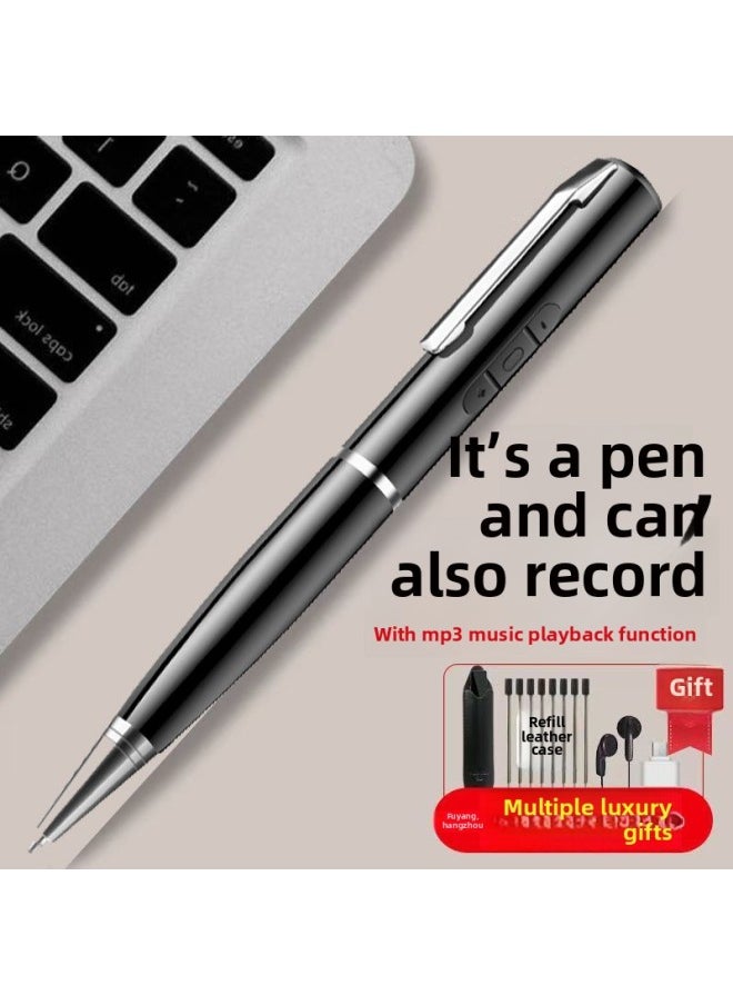 Generic - Recording Pen Portable Professional High-definition Noise Reduction Students Class Recording Listening Music MP3 Player Long Standby-Body Color:Black [professional Edition] Recording + Writing-Memory Capacity:Other/other-16g [recommended For Listening To Music] Free Pen Refill + Pen Case + Lossless Headphones - Image 1